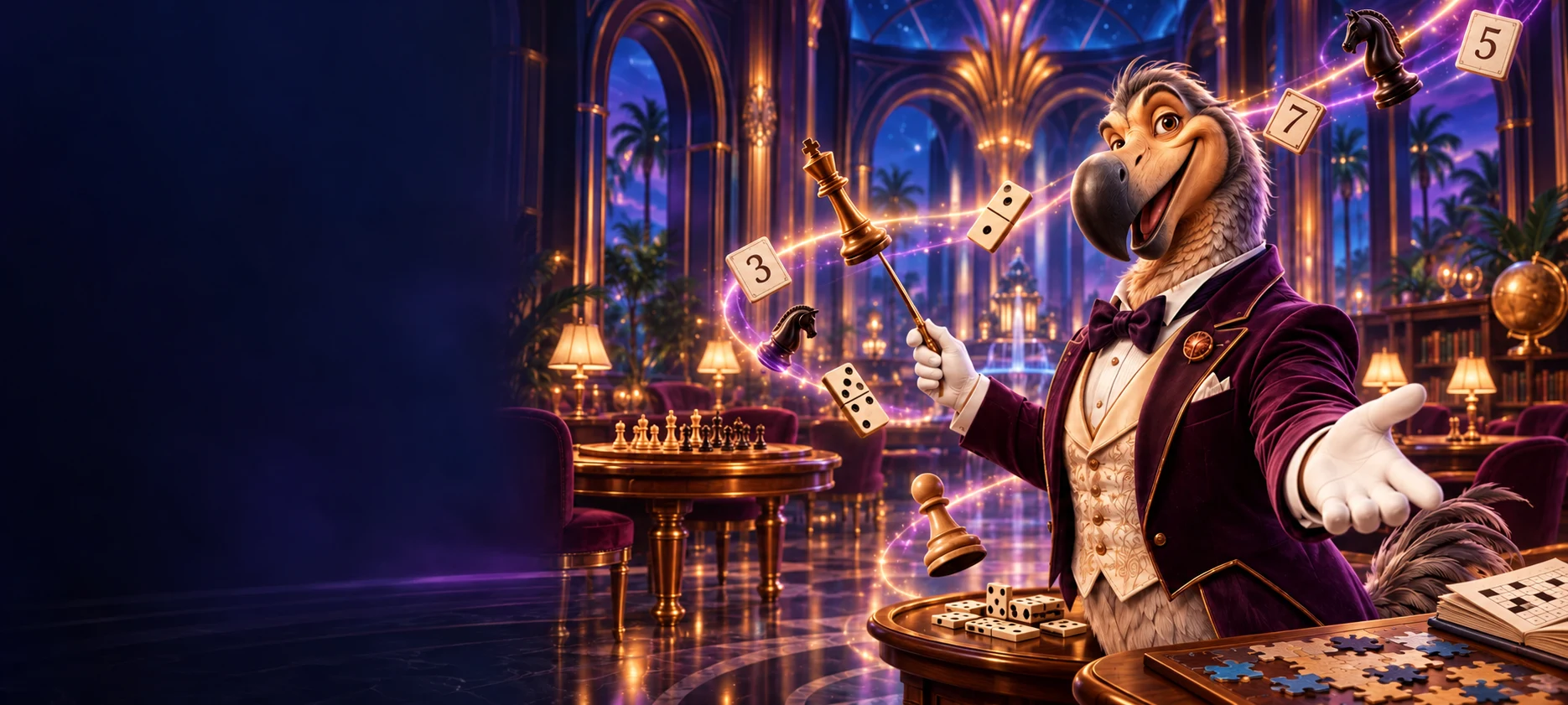 The Dodo Director welcomes you to a room of chess boards, dominoes and puzzles.